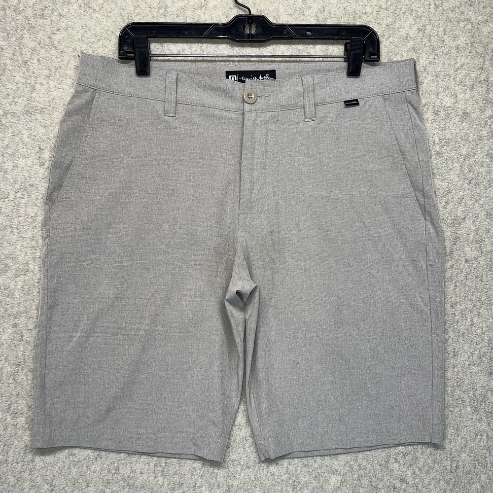 Travis Mathew Mens Golf Shorts Gray Stretch Performance Casual Size 34